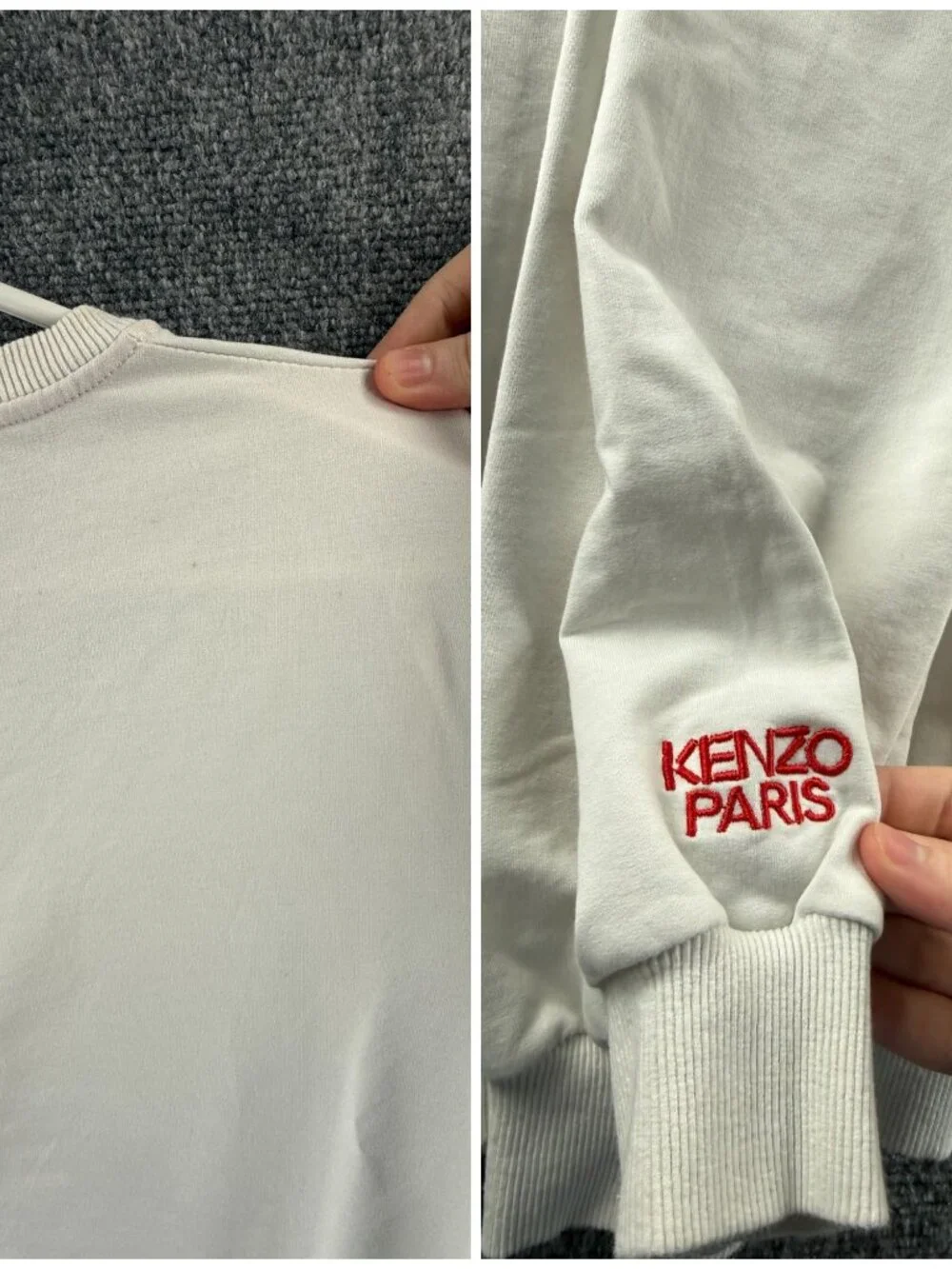 KENZO Sweatshirt Pullover Graphic Print Long Sleeve White Tiger Logo Stretch - Picture 16 of 16